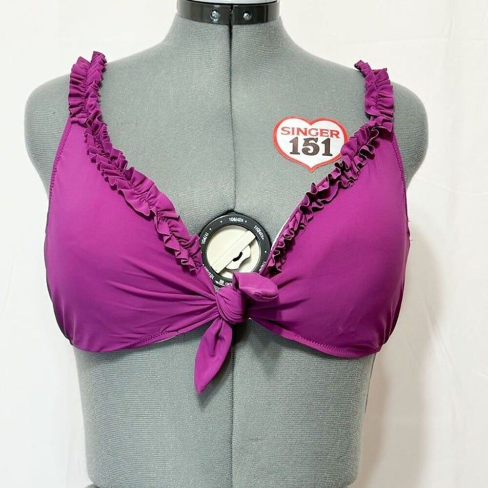 Profile By Gottex  NWT Sz 14 Warm Viola Standard Frill Me Bikini Swim Top